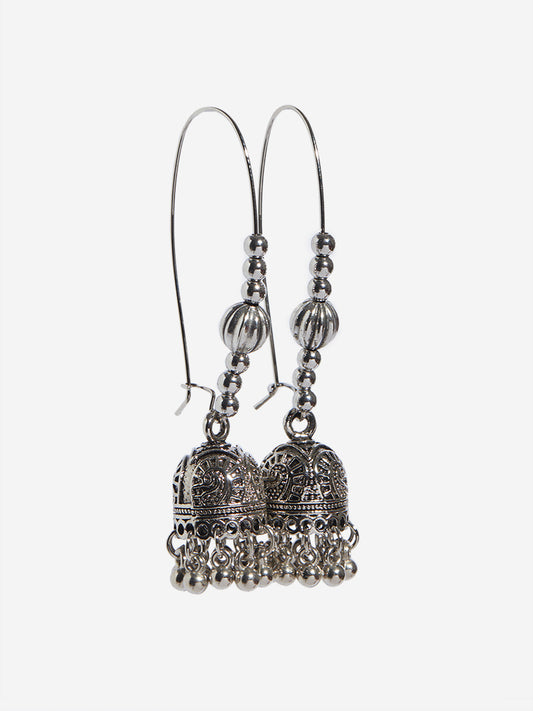 Westside Accessories Silver Beaded Jhumka Earrings
