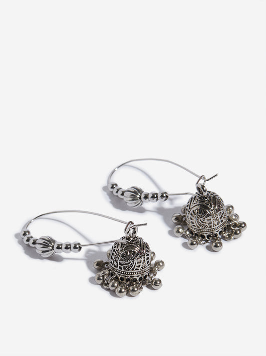 Westside Accessories Silver Beaded Jhumka Earrings