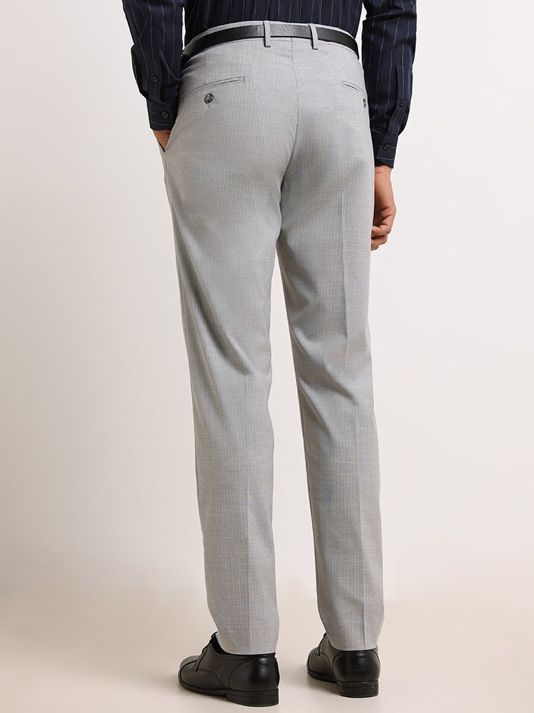 WES Formals by Westside Grey Carrot Fit Trousers