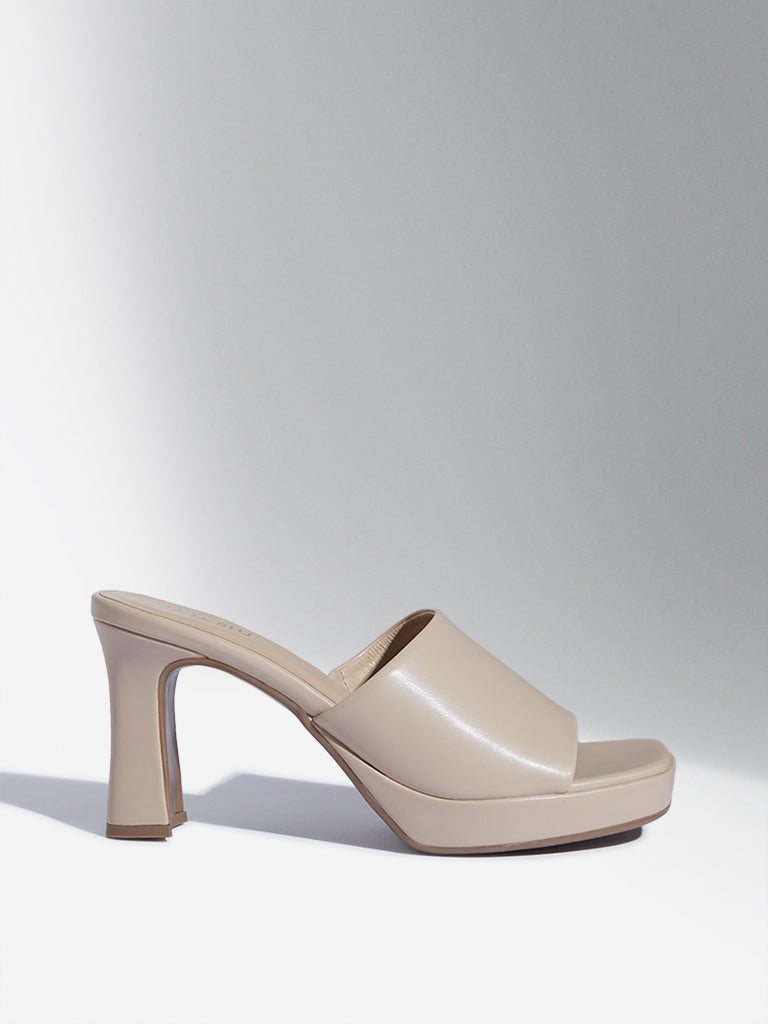 Buy LUNA BLU Solid Ivory Heel Sandals from Westside