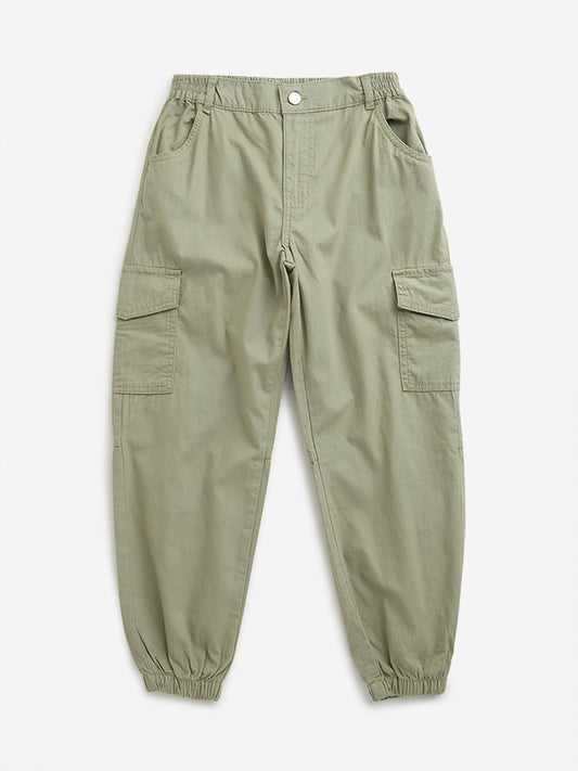 Y&F Kids Sage Cargo-Style Mid-Rise Cotton Joggers
