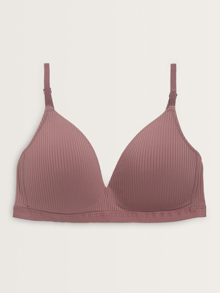 Wunderlove Mauve Ribbed Textured Padded Bra