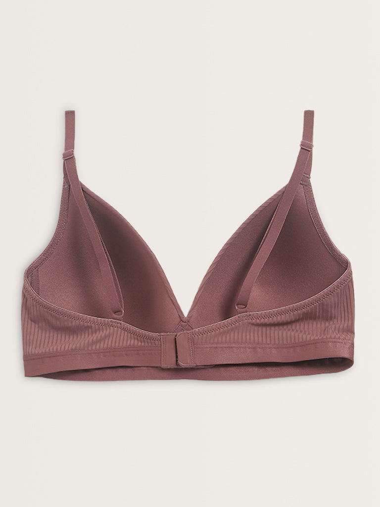 Wunderlove Mauve Ribbed Textured Padded Bra