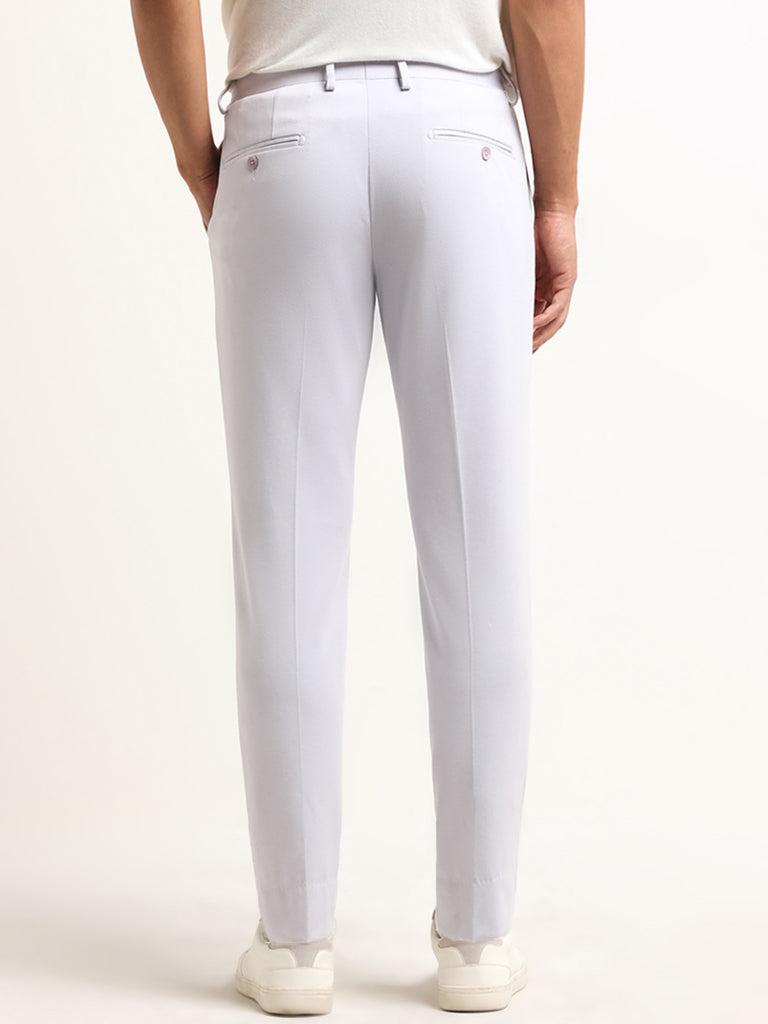 WES Formals Lilac Mid-Rise Slim-Tapered Trousers