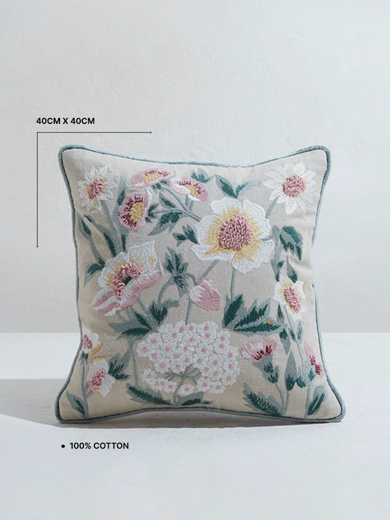 Westside Home Pink Floral Pattern Cushion Cover