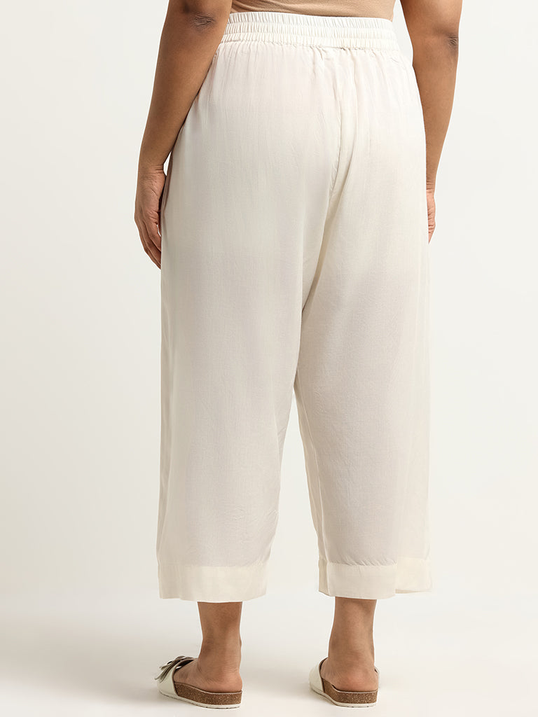 Diza Solid White Wide-Leg Pants