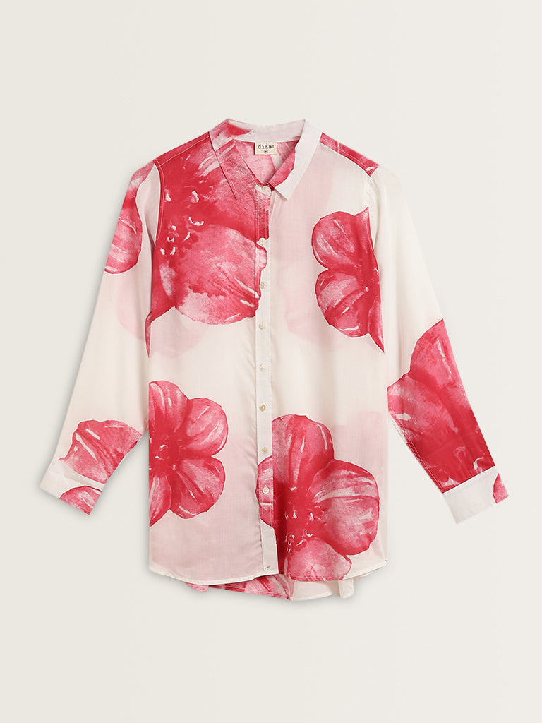 Diza Red Floral Printed Tunic