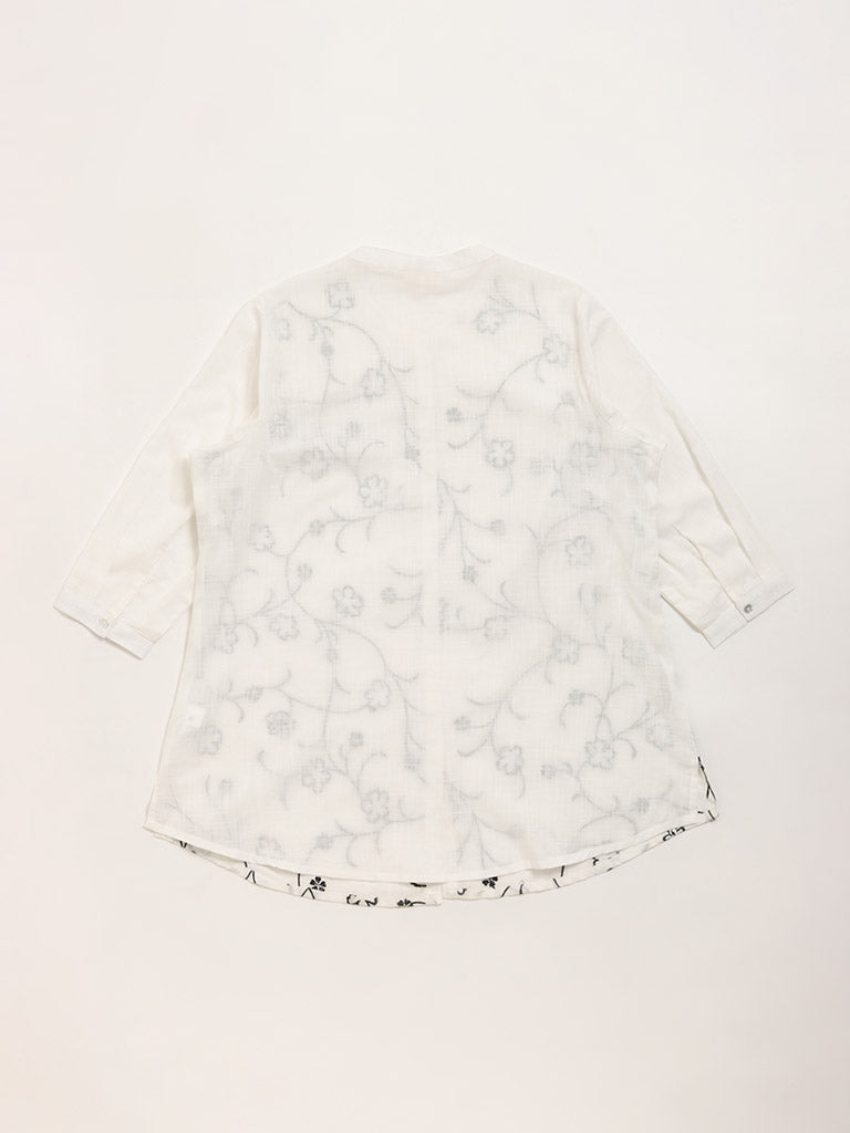 Diza White Floral Embroidery Tunic