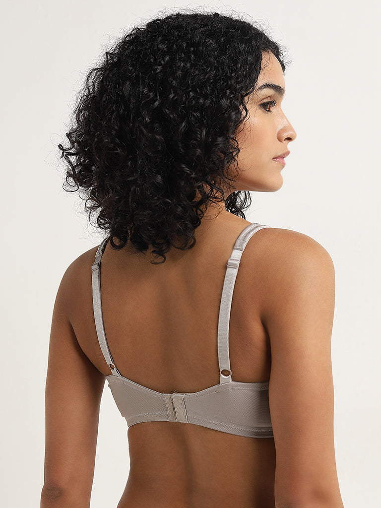 Wunderlove Light Grey Jacquard Embroidered Padded Bra