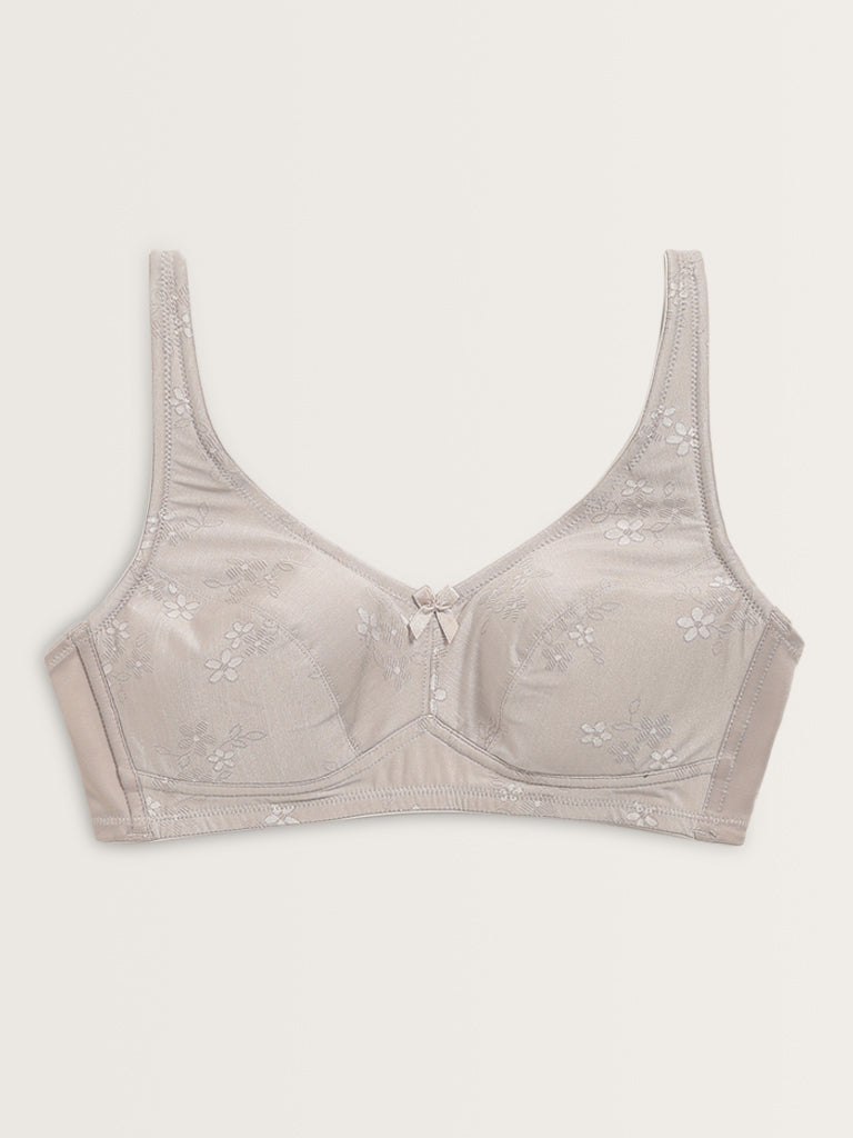 Wunderlove Light Grey Jacquard Embroidered Padded Bra