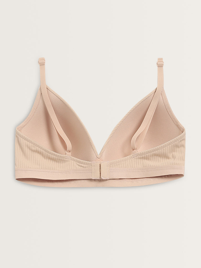 Wunderlove Beige Ribbed Textured Padded Bra