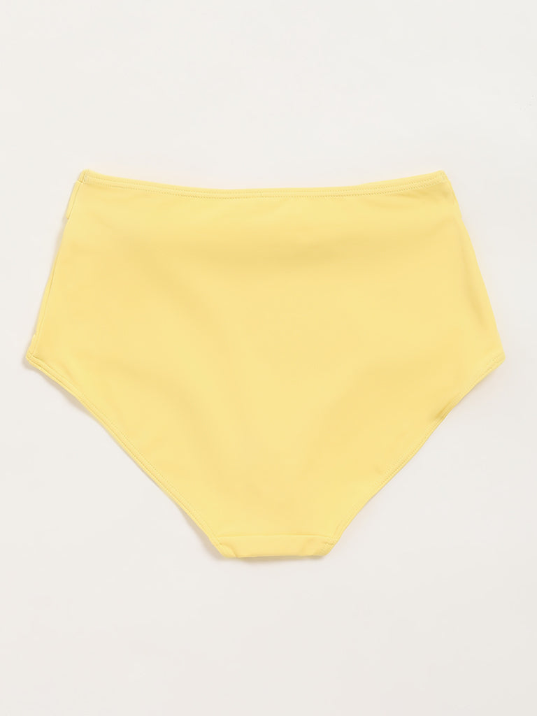 Wunderlove Swimwear Yellow High-Waist Belted Brief
