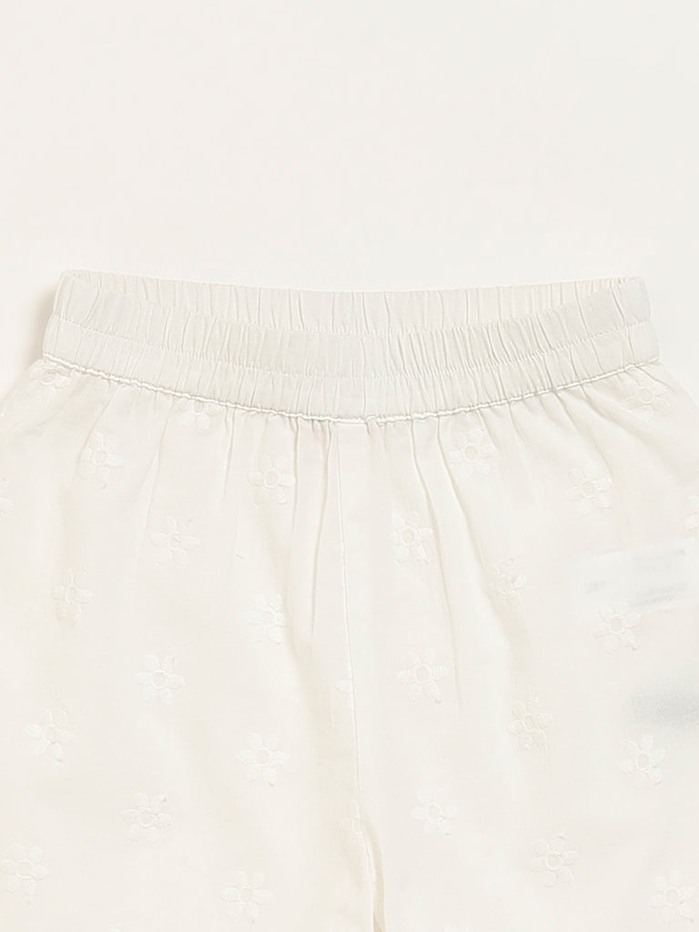 Utsa Kids White Schiffli Flared Sharara - (2 -8yrs)