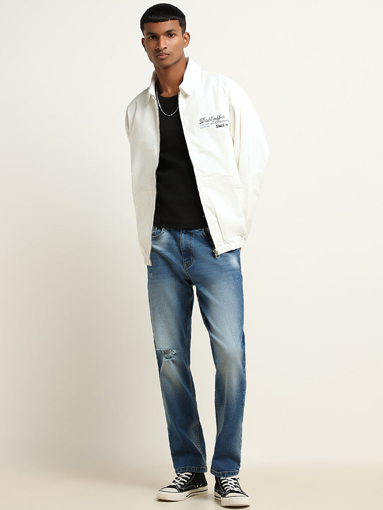 Buy Nuon White Graphic Print Cotton Relaxed Fit Jacket from Westside