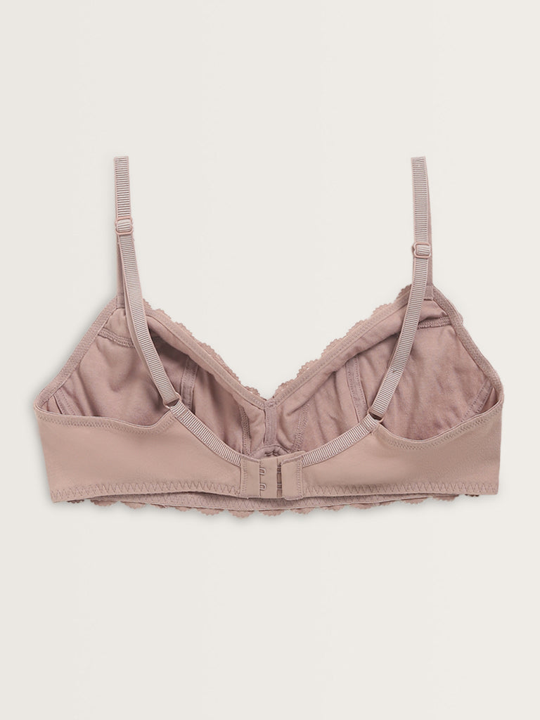 Wunderlove Mauve Lace Design Soft Bra