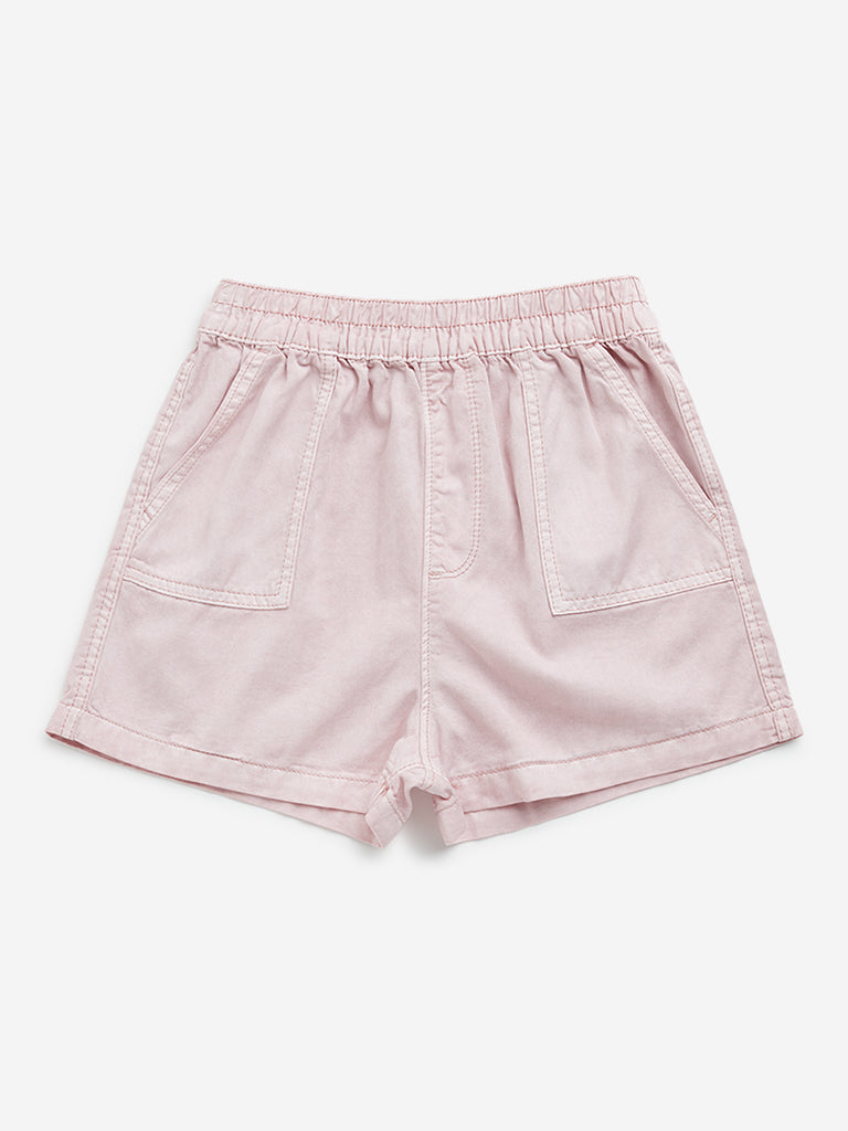 Y&F Kids Pink Mid-Rise Denim Shorts