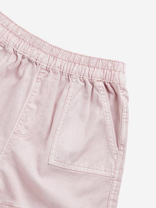 Y&F Kids Pink Mid-Rise Denim Shorts