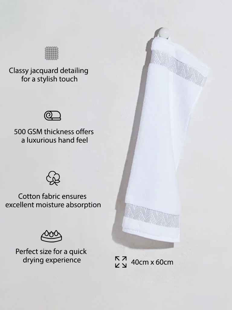 Westside Home White Jacquard Detailed Hand Towel