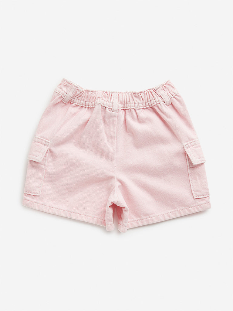 HOP Kids Light Pink Cargo-Style Mid Rise Shorts