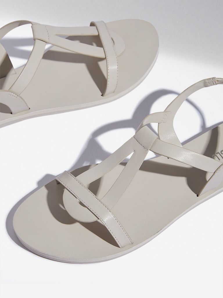 LUNA BLU Ivory Multi-Strap Slingback Sandals