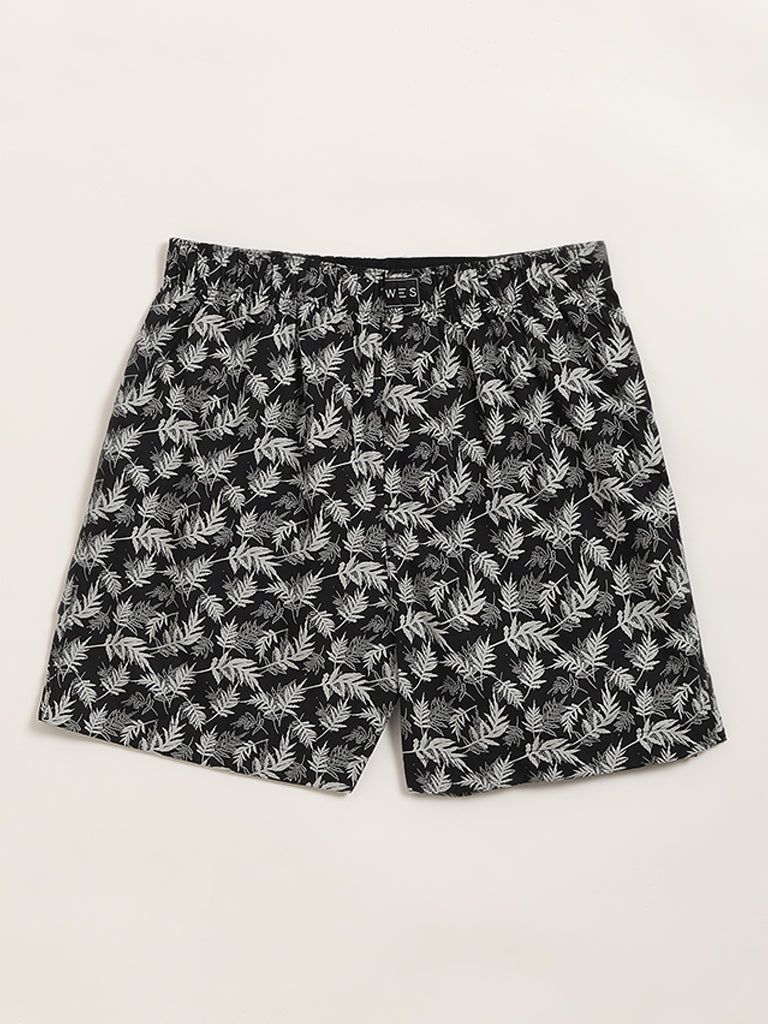 WES Lounge Black Printed Boxers - Pack of 2