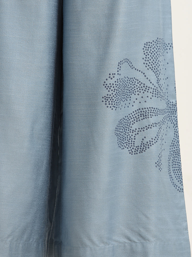 Zuba Dusty Blue High-Rise Printed Cotton Palazzos