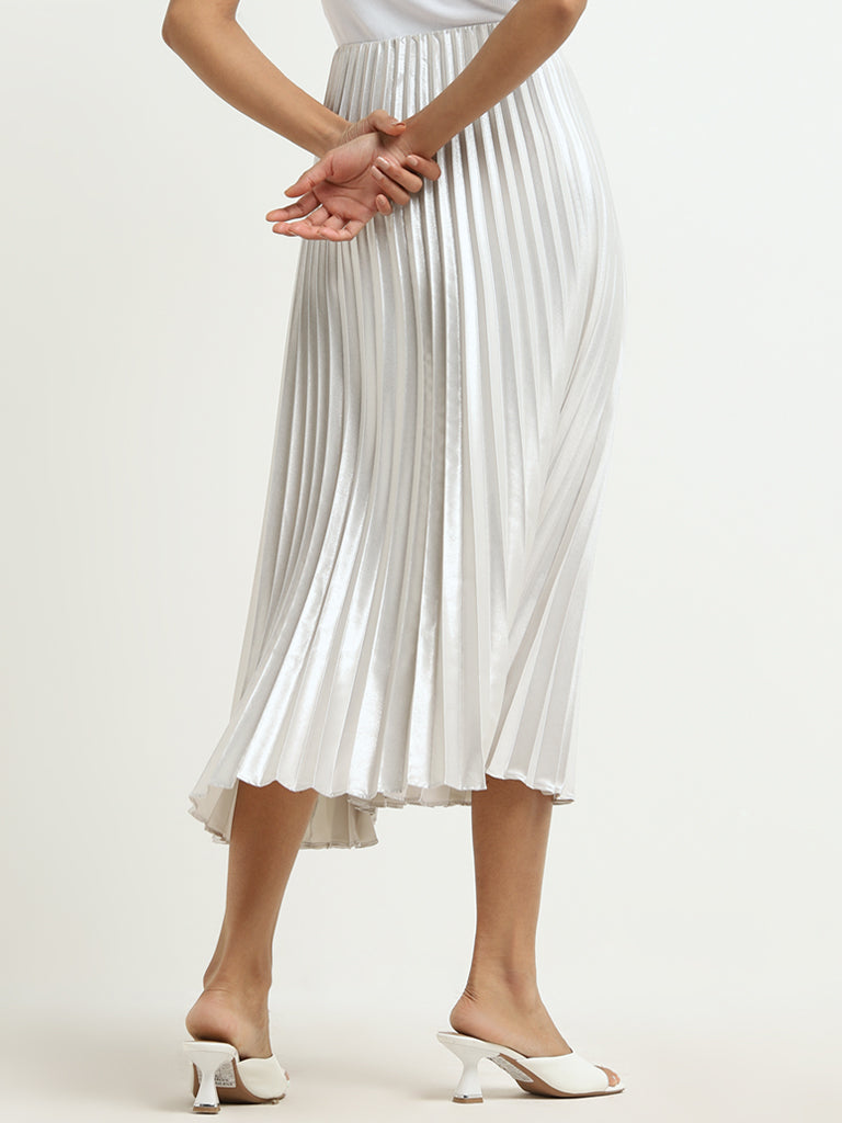 Wardrobe Grey Accordian Pleated High-Rise Skirt