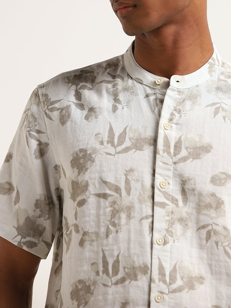 ETA White Floral Print Cotton Resort Fit Shirt