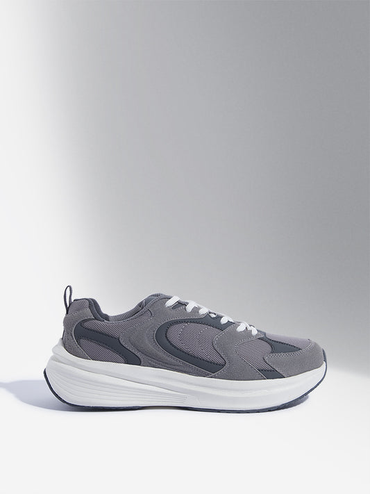 SOLEPLAY Dark Grey Mesh-Detailed Lace-Up Sneakers