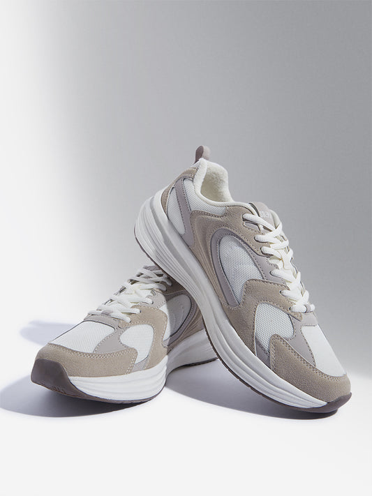 SOLEPLAY Beige Mesh-Detailed Lace-Up Sneakers