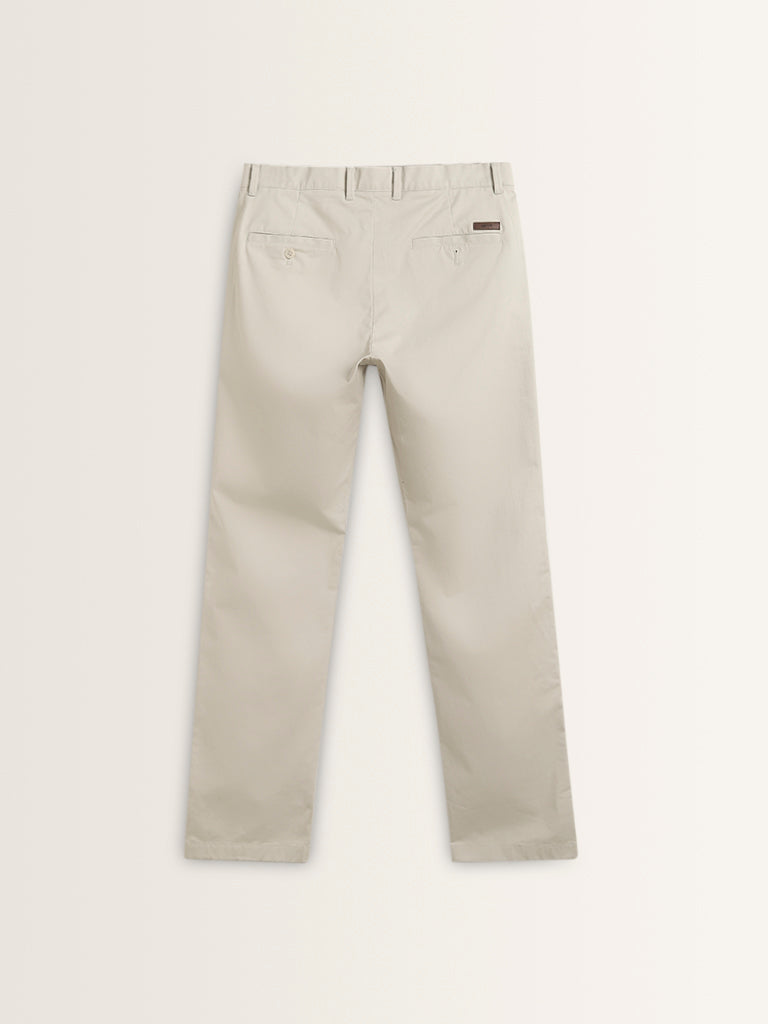 Ascot Off-White Relaxed-Fit Mid-Rise Cotton Blend Chinos