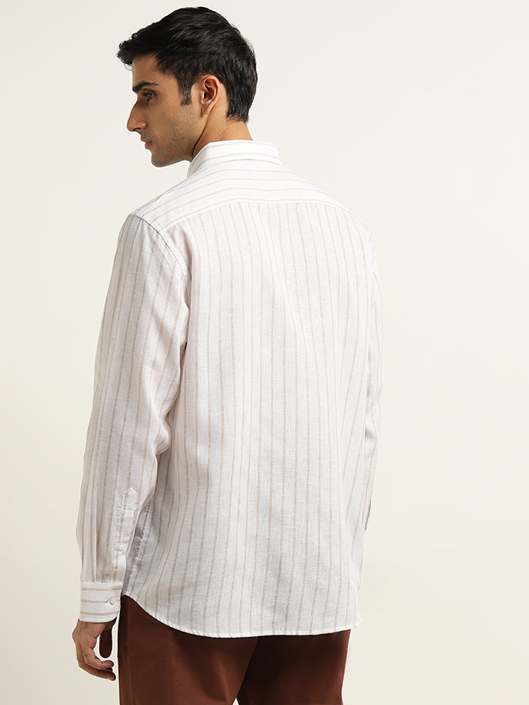 Ascot Off-White Striped Relaxed-Fit Cotton Shirt
