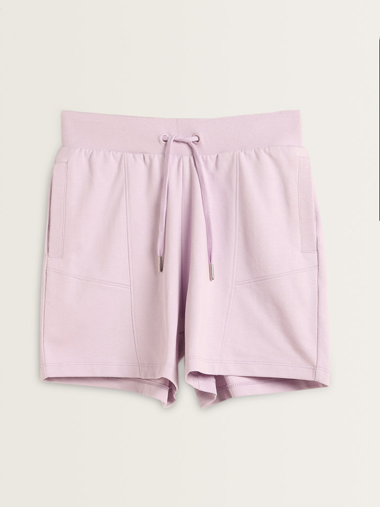 Studiofit Lilac Cotton Mid-Rise Shorts