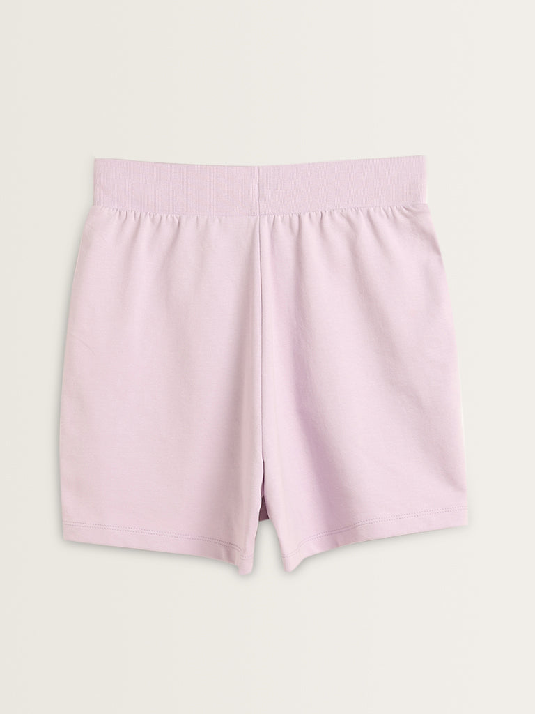 Studiofit Lilac Cotton Mid-Rise Shorts