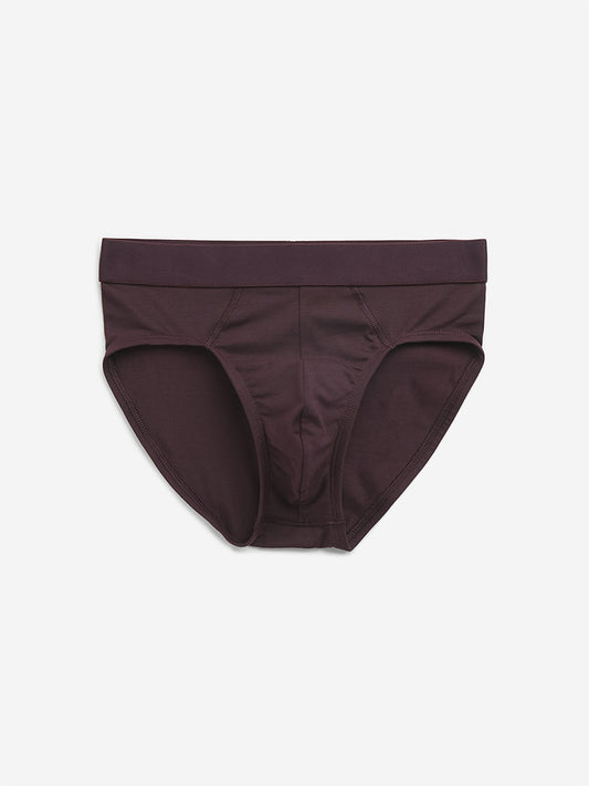 WES Lounge Wine Solid Cotton Blend Briefs - Pack of 3