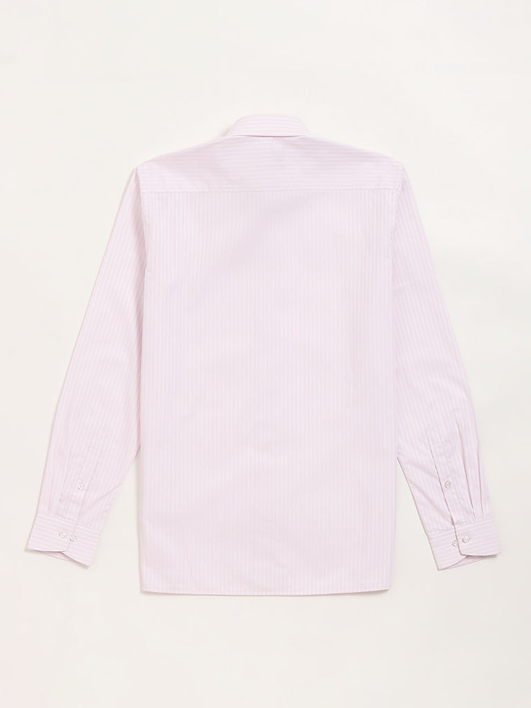 WES Formals Light Pink Striped Slim Fit Shirt