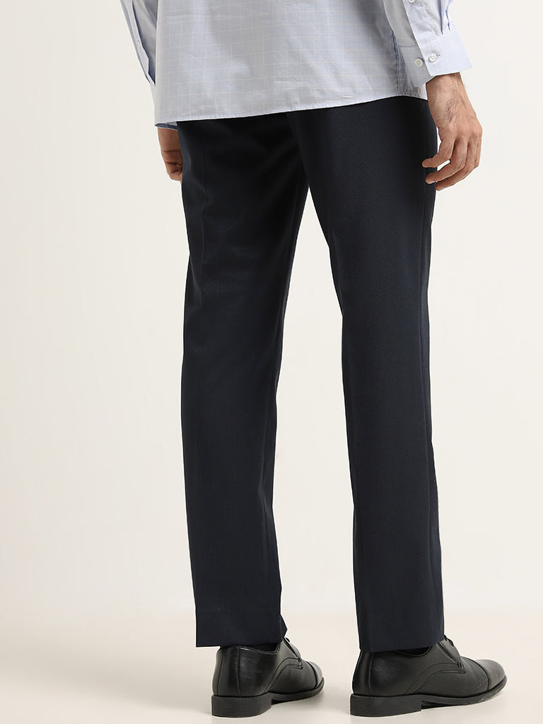 WES Formals Navy Relaxed Fit Trousers