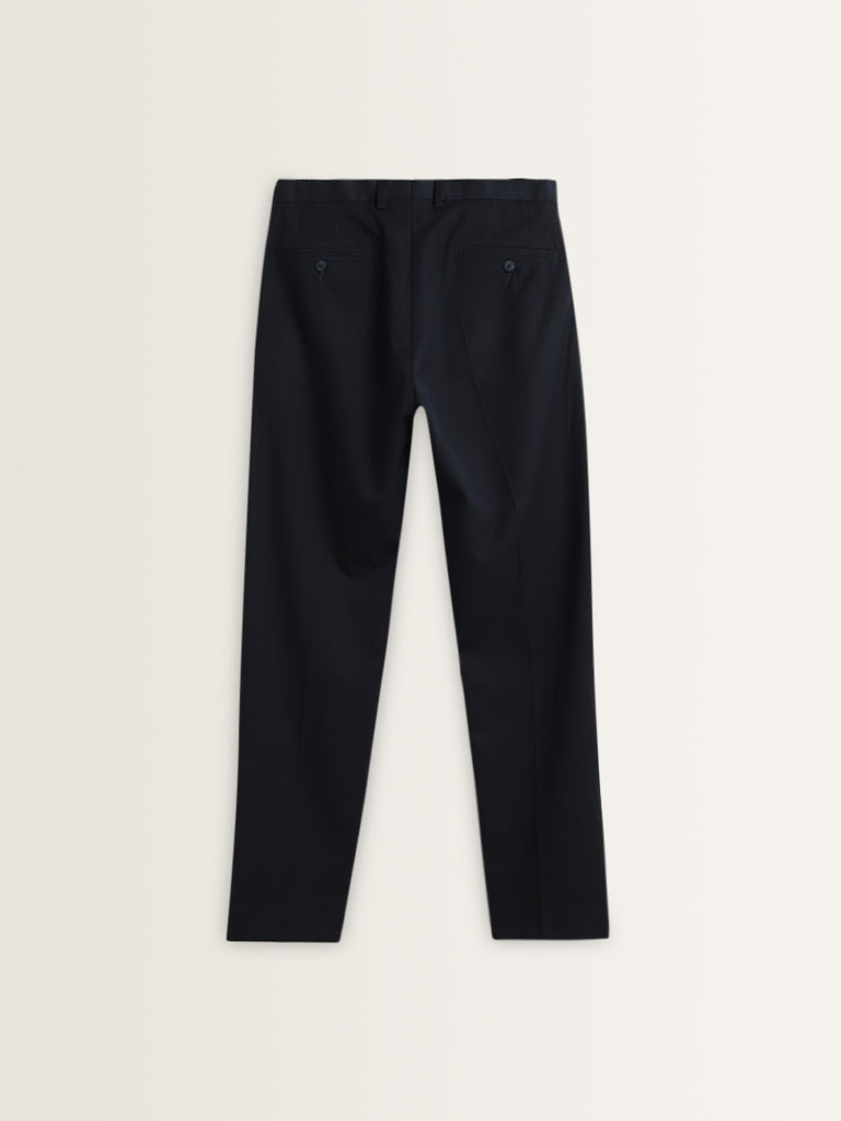 WES Formals Navy Relaxed Fit Trousers