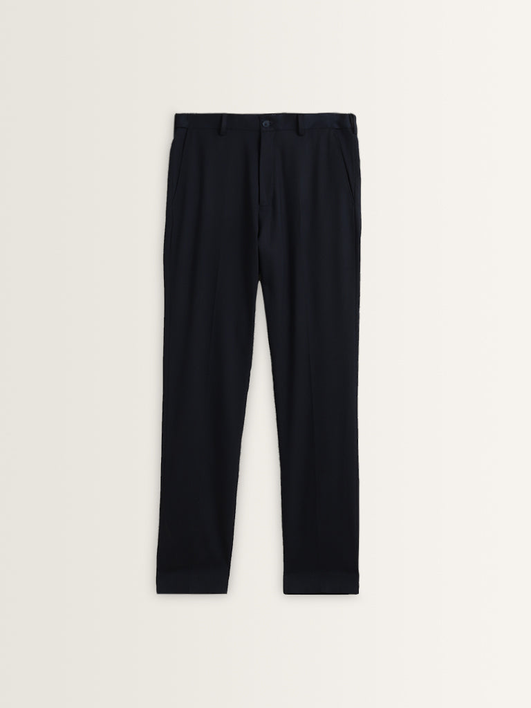 WES Formals Navy Slim Fit Trousers