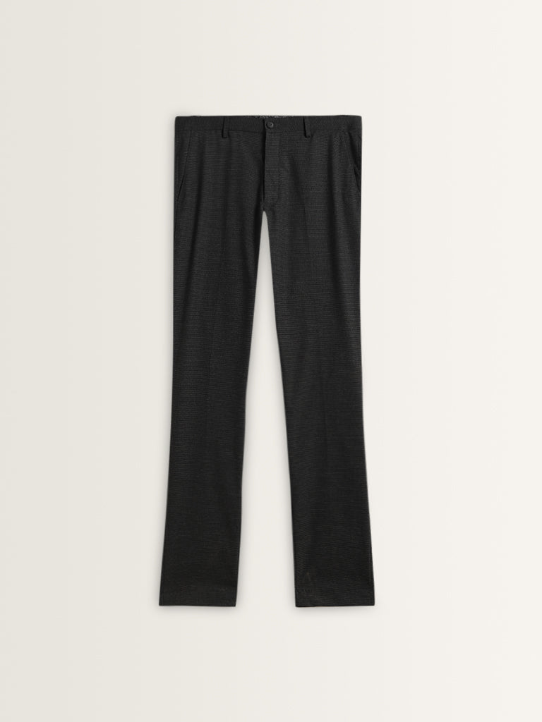 WES Formals Black Ultra Slim Fit Trousers