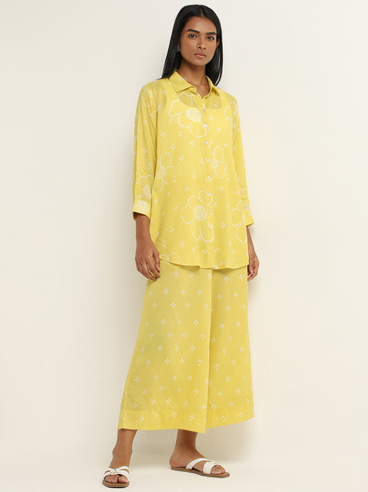 Utsa Yellow Bandhani Design Straight Cotton Tunic