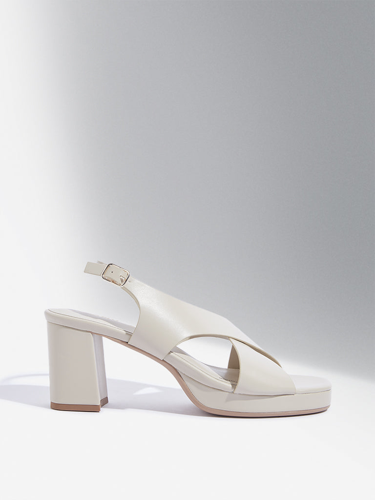 LUNA BLU Ivory Slingback Heel Sandals