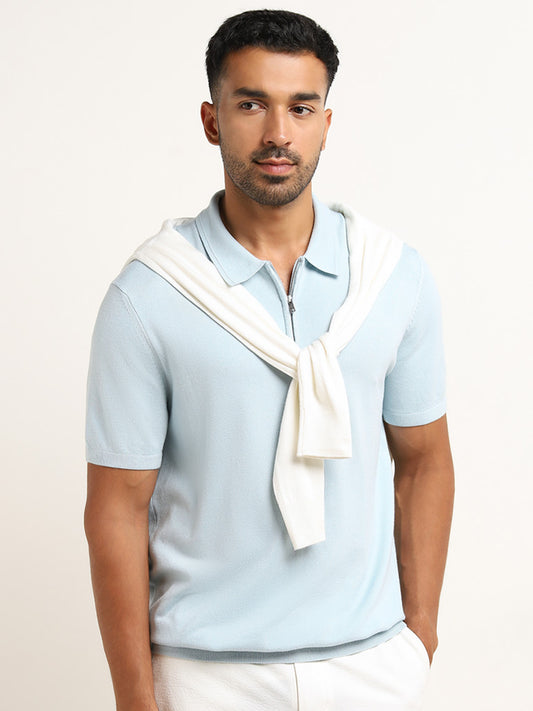 Ascot Light Blue Relaxed-Fit Polo T-Shirt