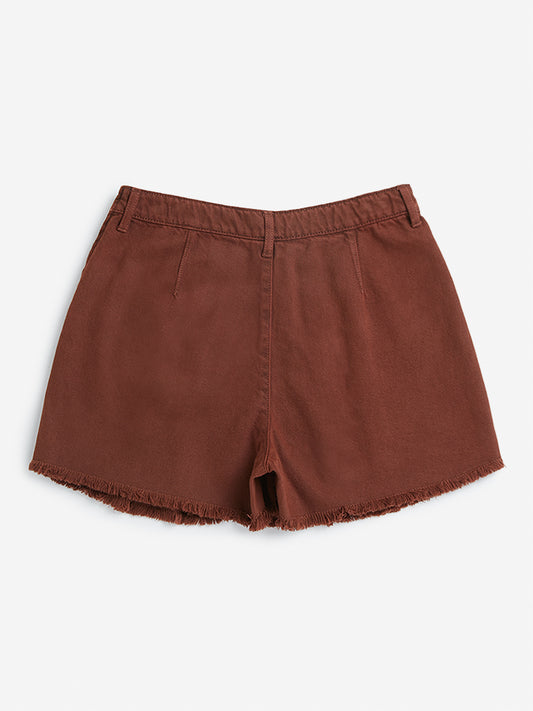 Y&F Kids Brown Pleated High Rise Skirt