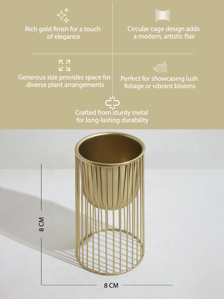 Westside Home Gold Circular Cage Planter-Large