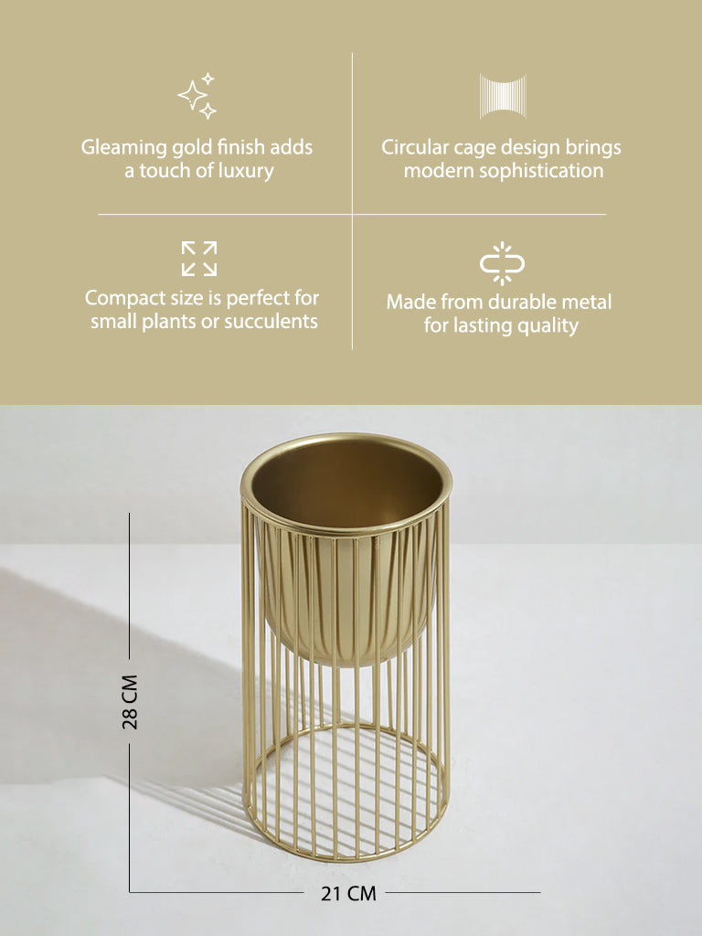 Westside Home Gold Circular Cage Planter-Small