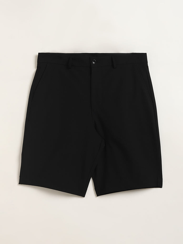 Ascot Black Relaxed Fit Mid Rise Shorts