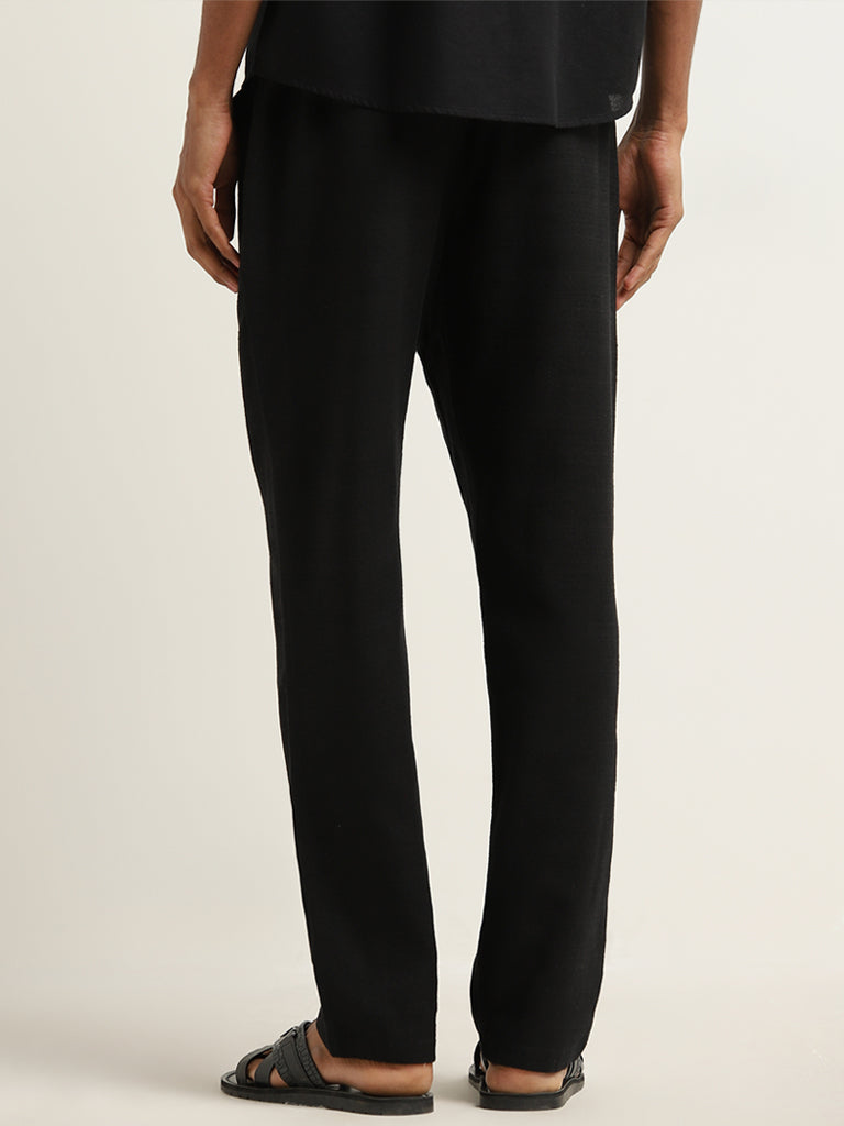 ETA Black Relaxed-Fit Mid-Rise Cotton Blend Chinos