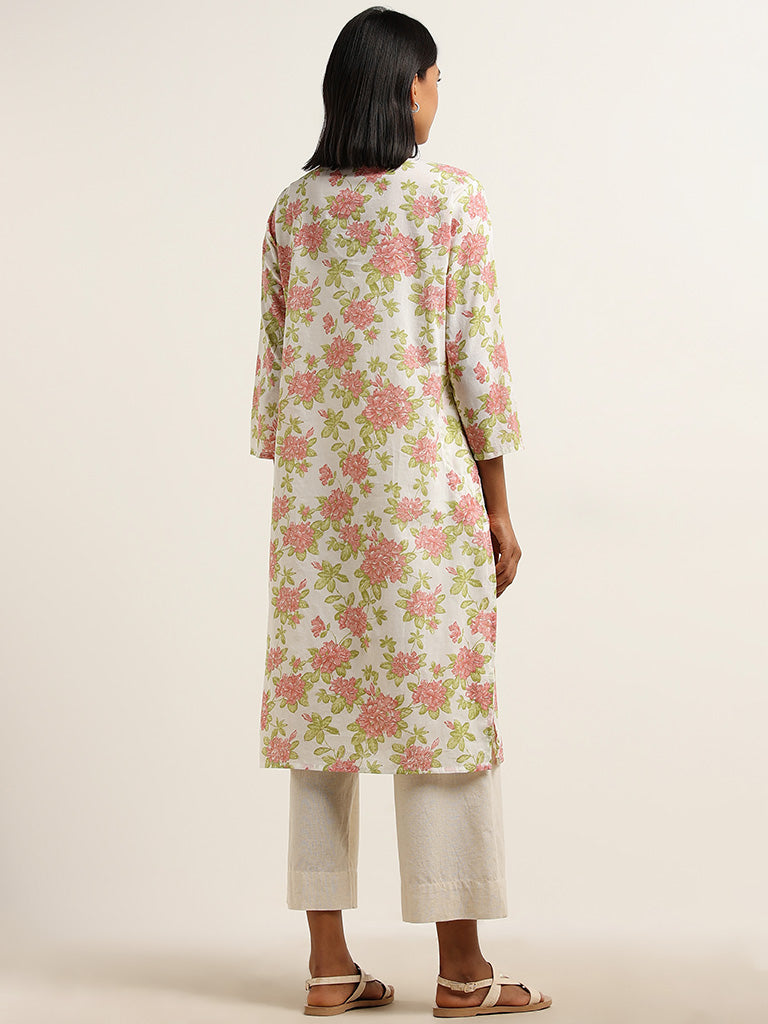 Utsa Multicolour Floral Straight Cotton Kurta