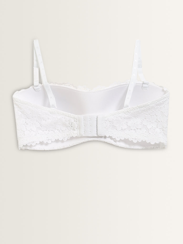 Superstar White Lace Design Padded Bra